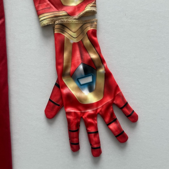 Marvel Avengers Iron Man Muscle Halloween Costume Jumpsuit Gloves Mask Small 4-6 - Picture 9 of 17